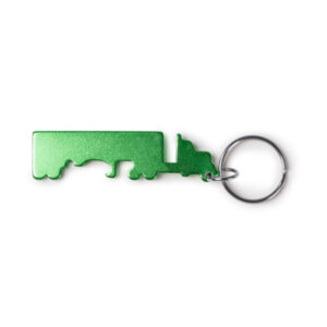 Portachiavi apribottiglie Brebel a forma di camion autoarticolato, realizzato in alluminio riciclato. Disponibile in diversi colori.